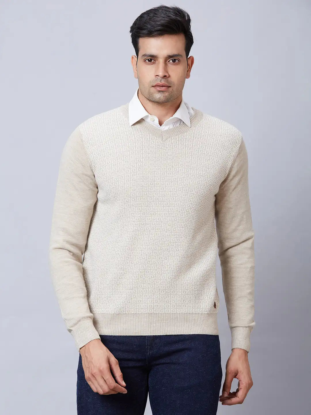 Men Grey Wrapper Acrylic Blend Full Sleeve Sweaters