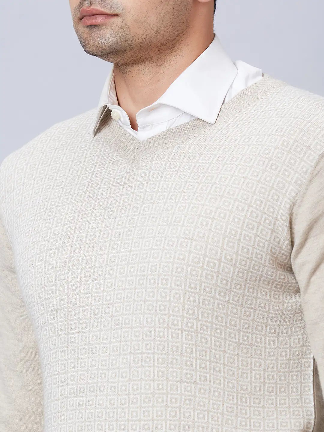 Men Grey Wrapper Acrylic Blend Full Sleeve Sweaters