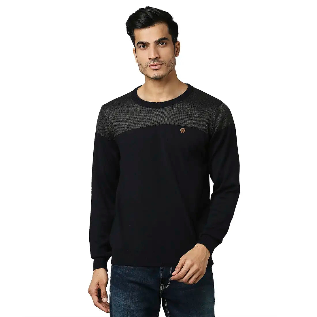 Men Regular Fit Black Sweater