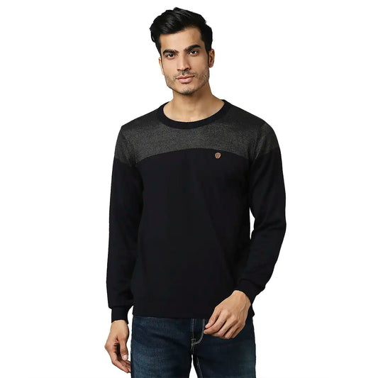 Men Regular Fit Black Sweater
