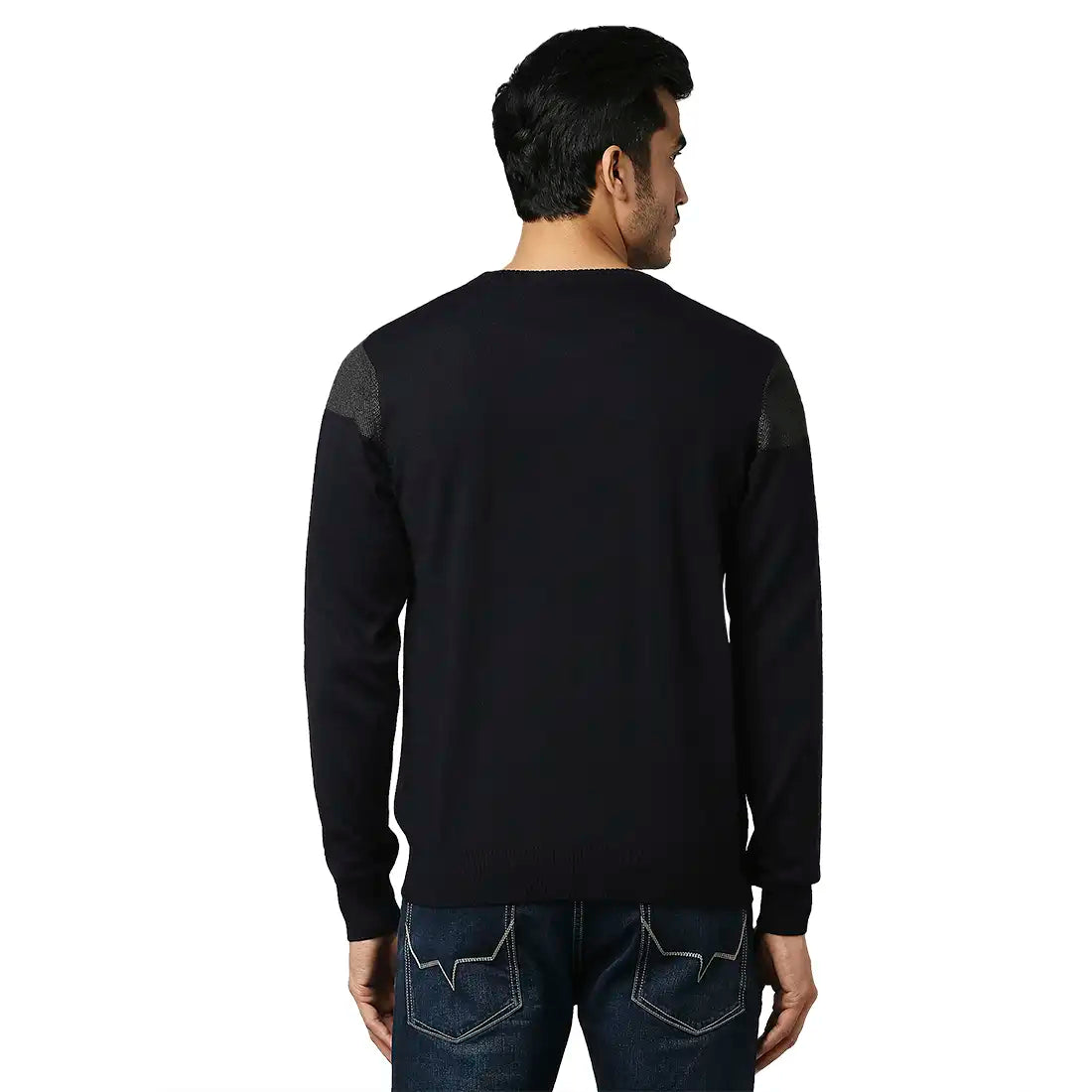 Men Regular Fit Black Sweater