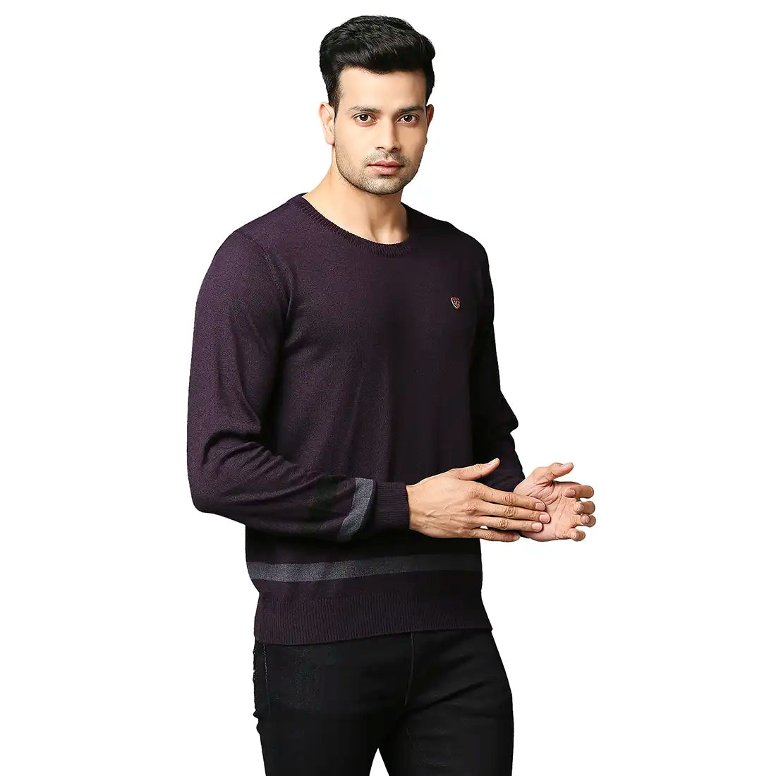Men Regular Fit Grey Sweater