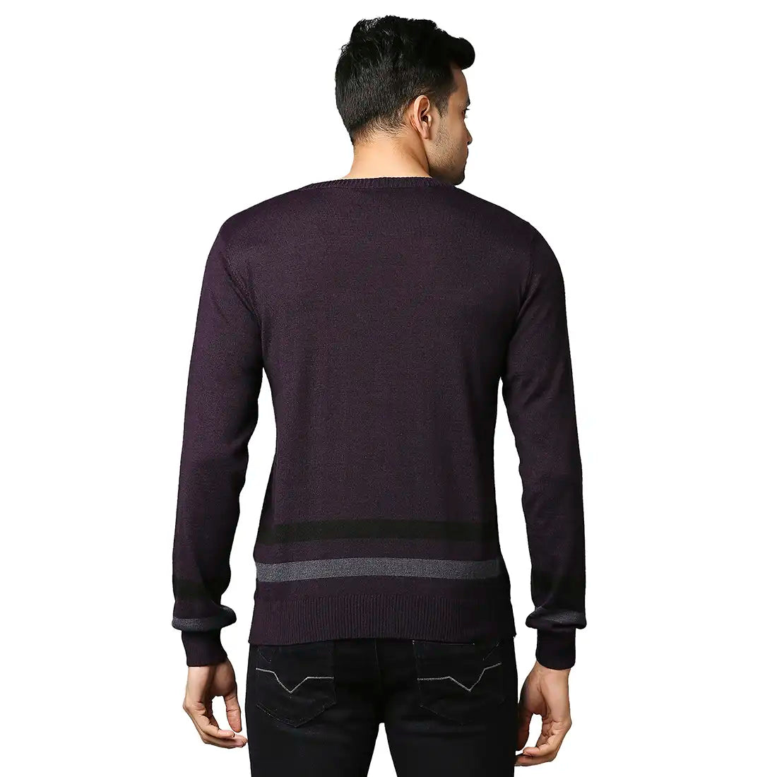 Men Regular Fit Grey Sweater