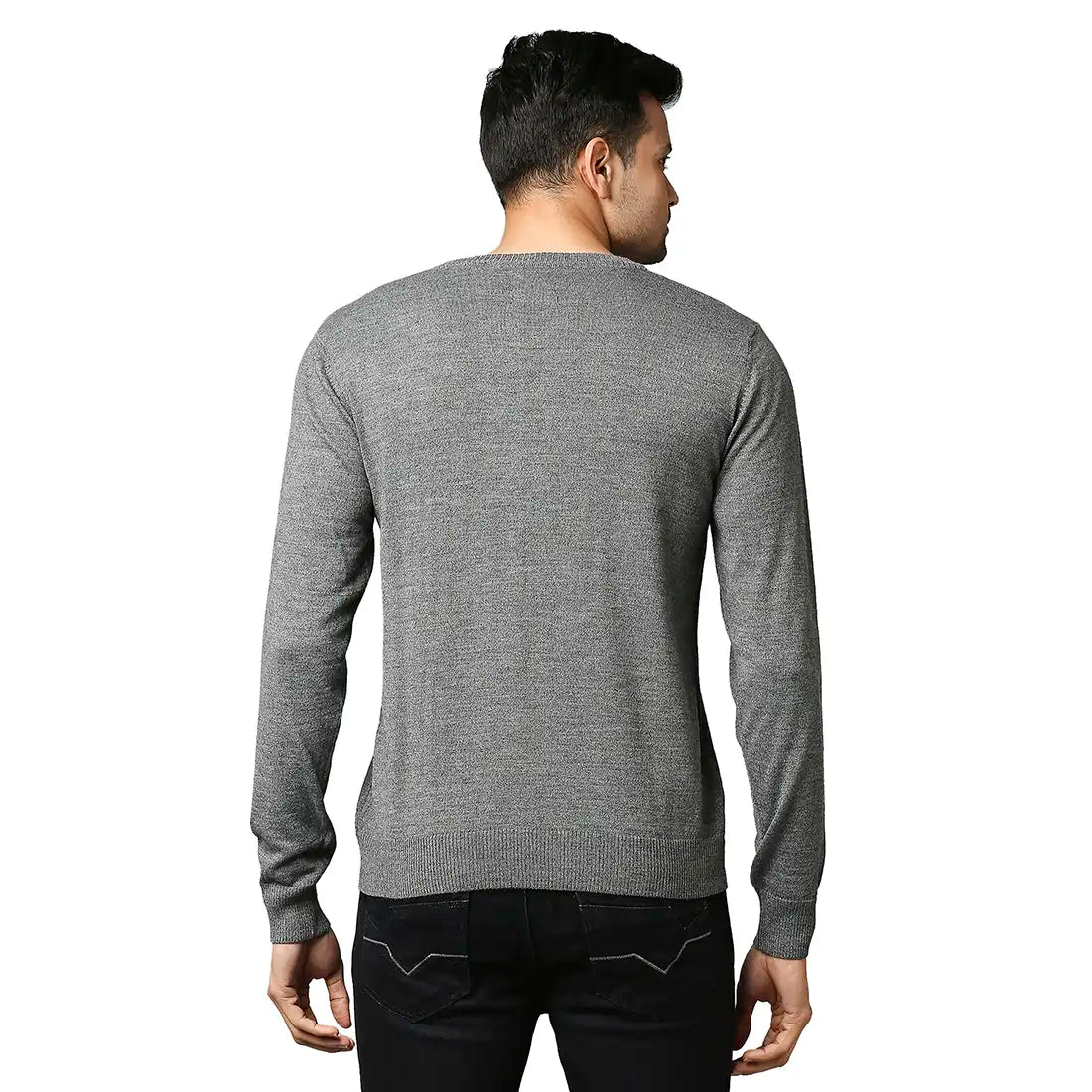 Men Regular Fit Blue Sweater