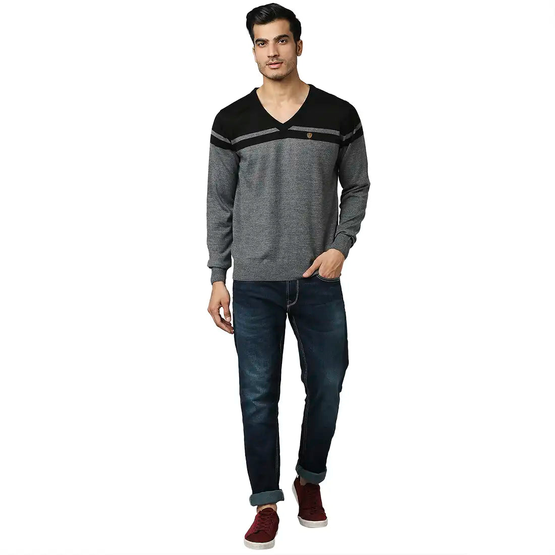 Men Regular Fit Maroon Sweater