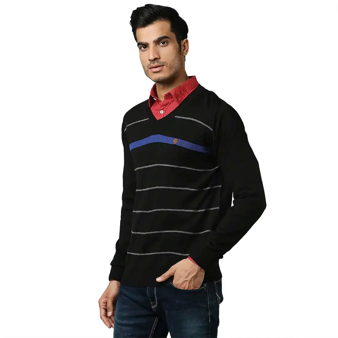 Men Regular Fit Maroon Sweater
