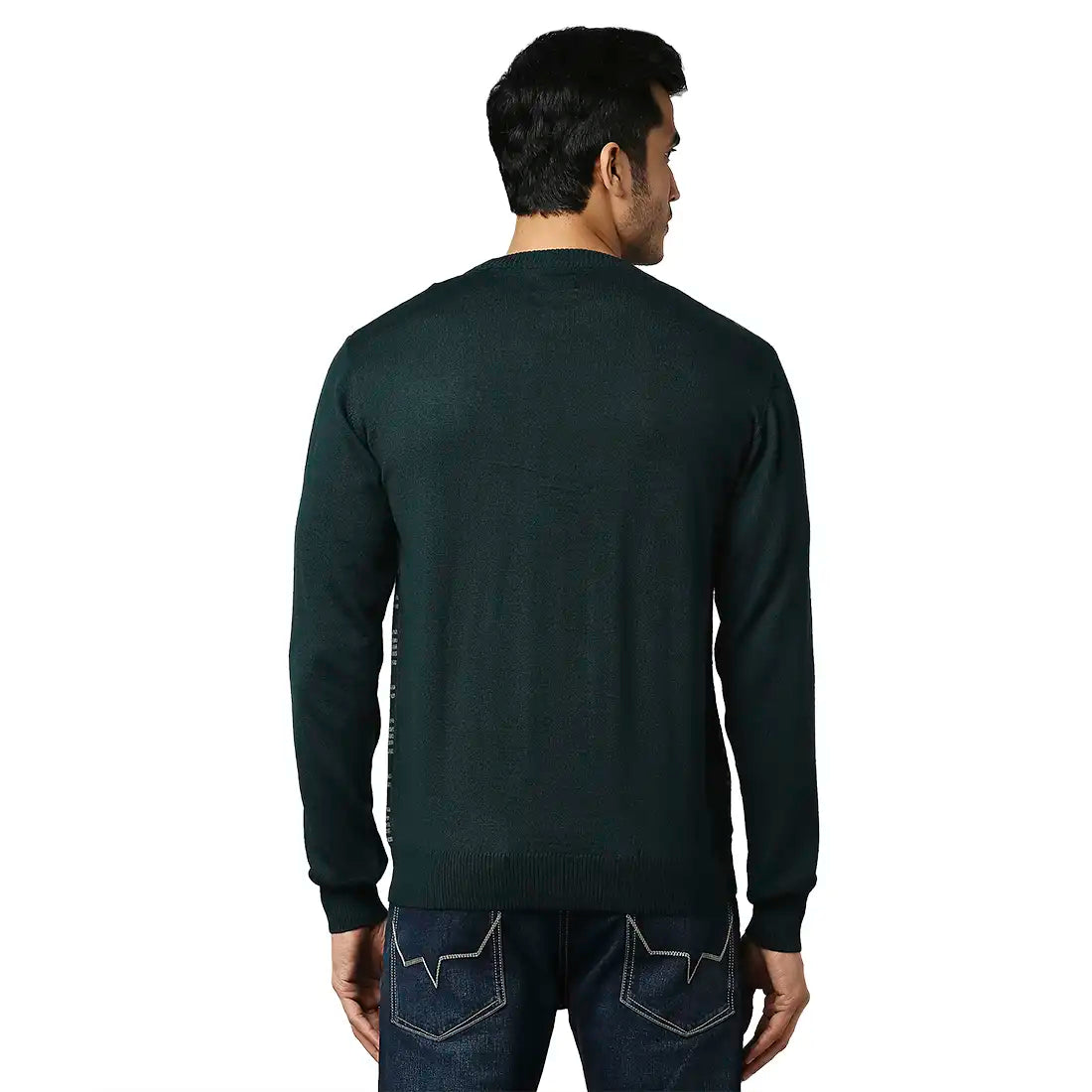 Men Regular Fit Blue Sweater