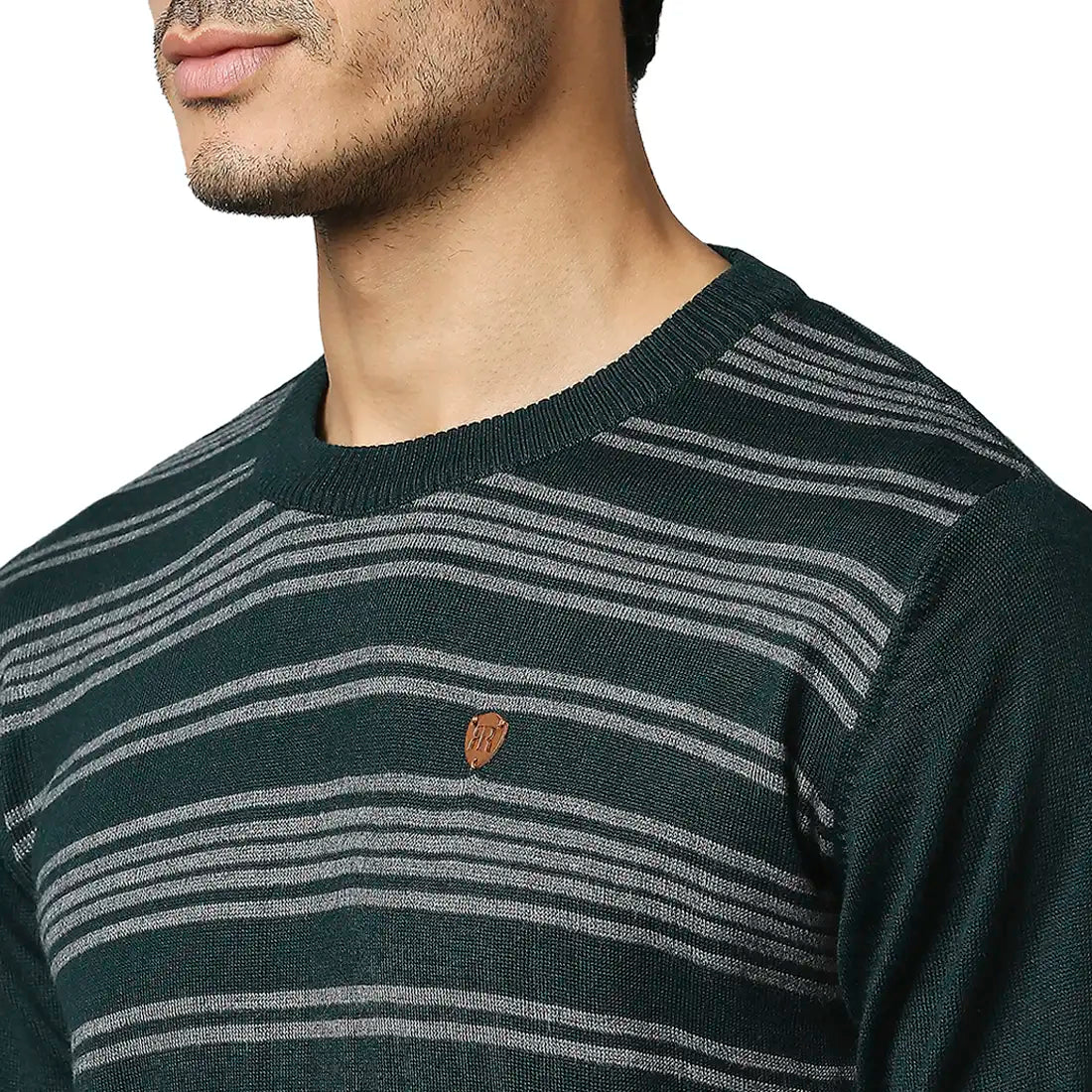 Men Regular Fit Blue Sweater