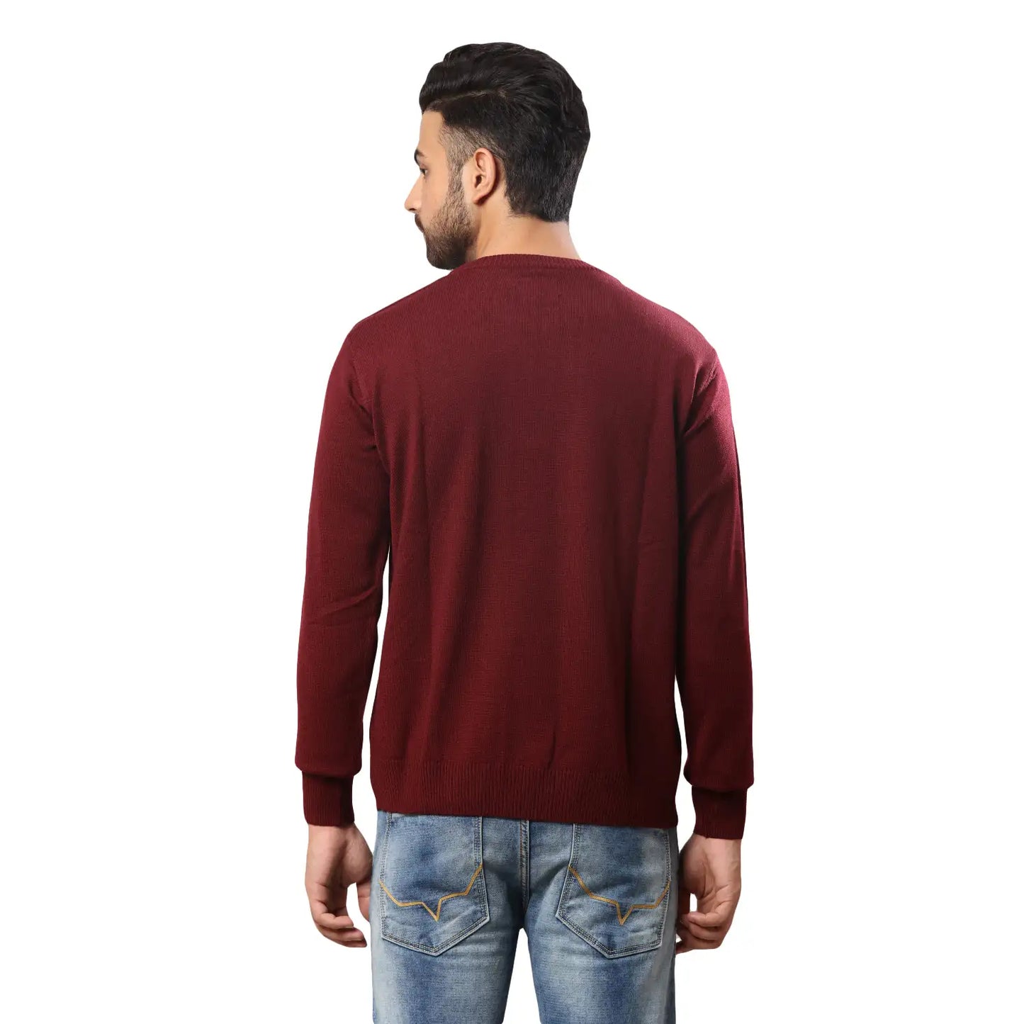 Men Regular Fit Blue Sweater