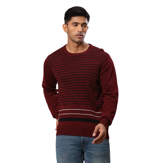 Men Regular Fit Grey Sweater