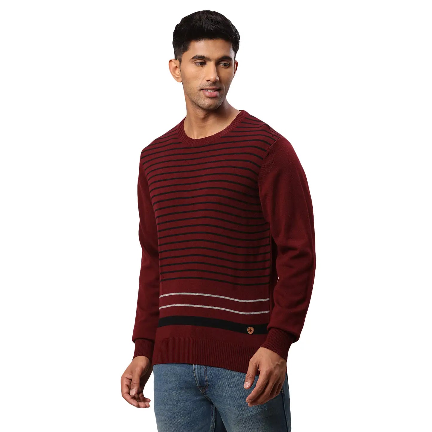 Men Regular Fit Grey Sweater
