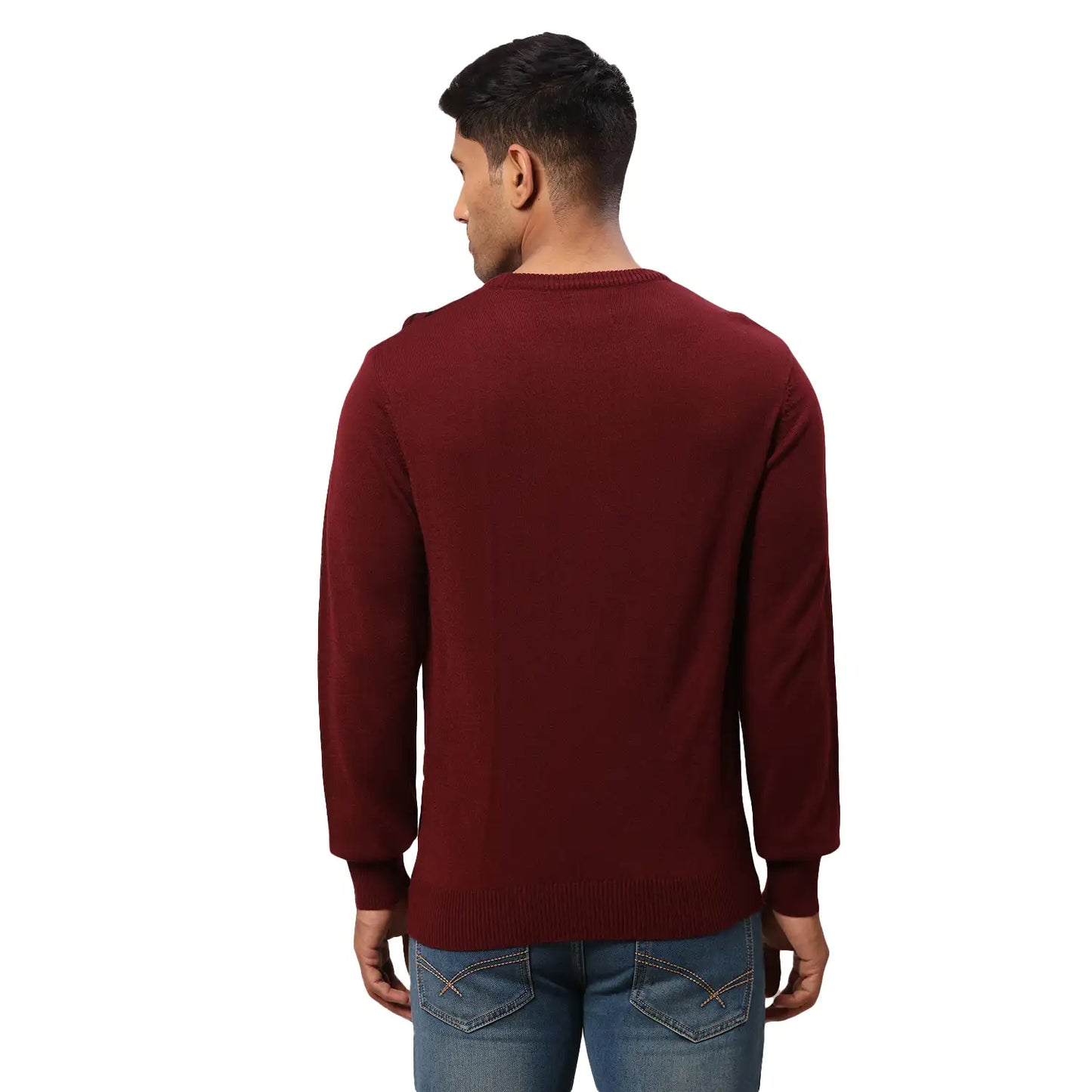 Men Regular Fit Grey Sweater