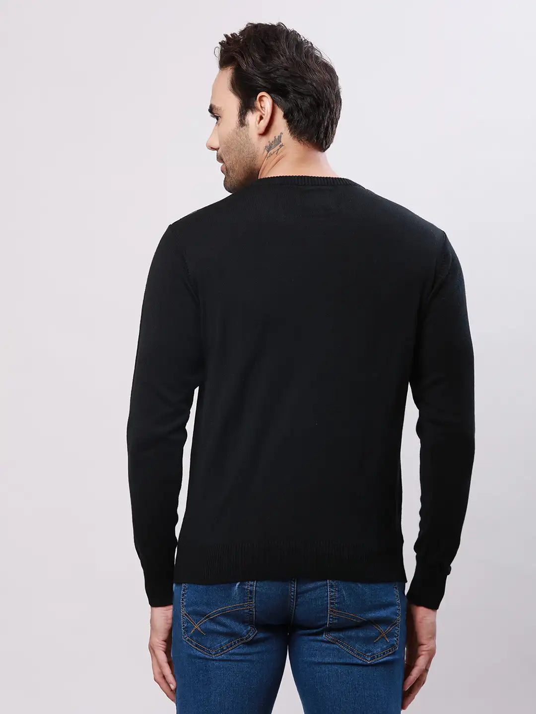 Raymond Men Grey Jacquard Acrylic Blend Sweaters