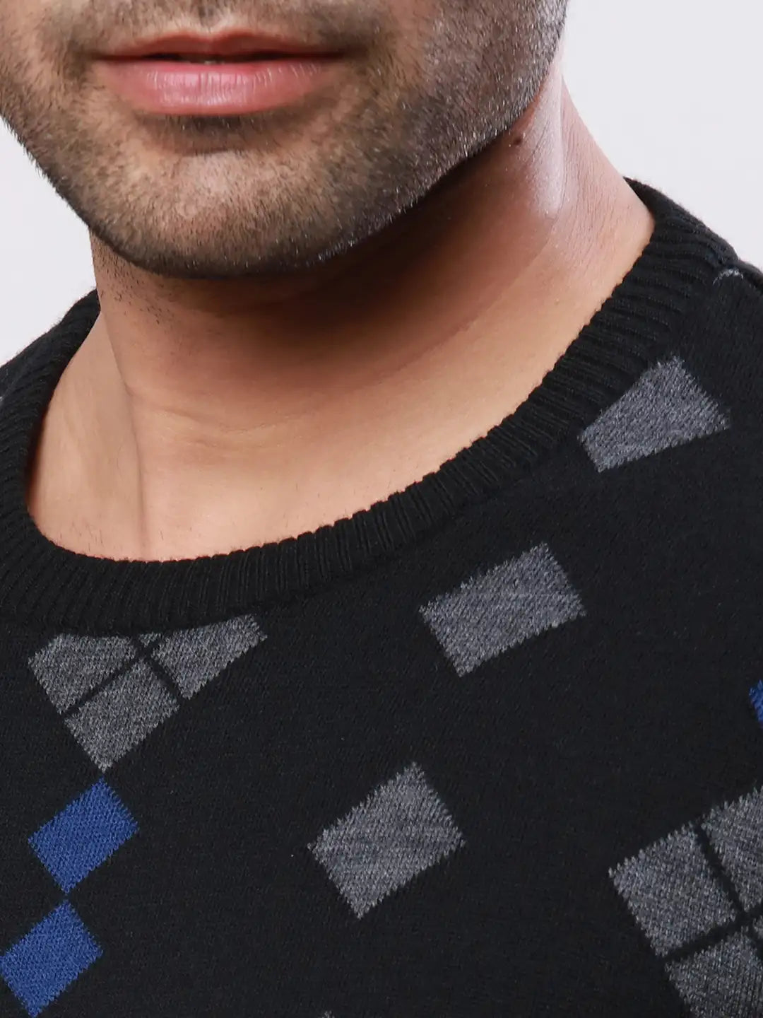 Raymond Men Grey Jacquard Acrylic Blend Sweaters