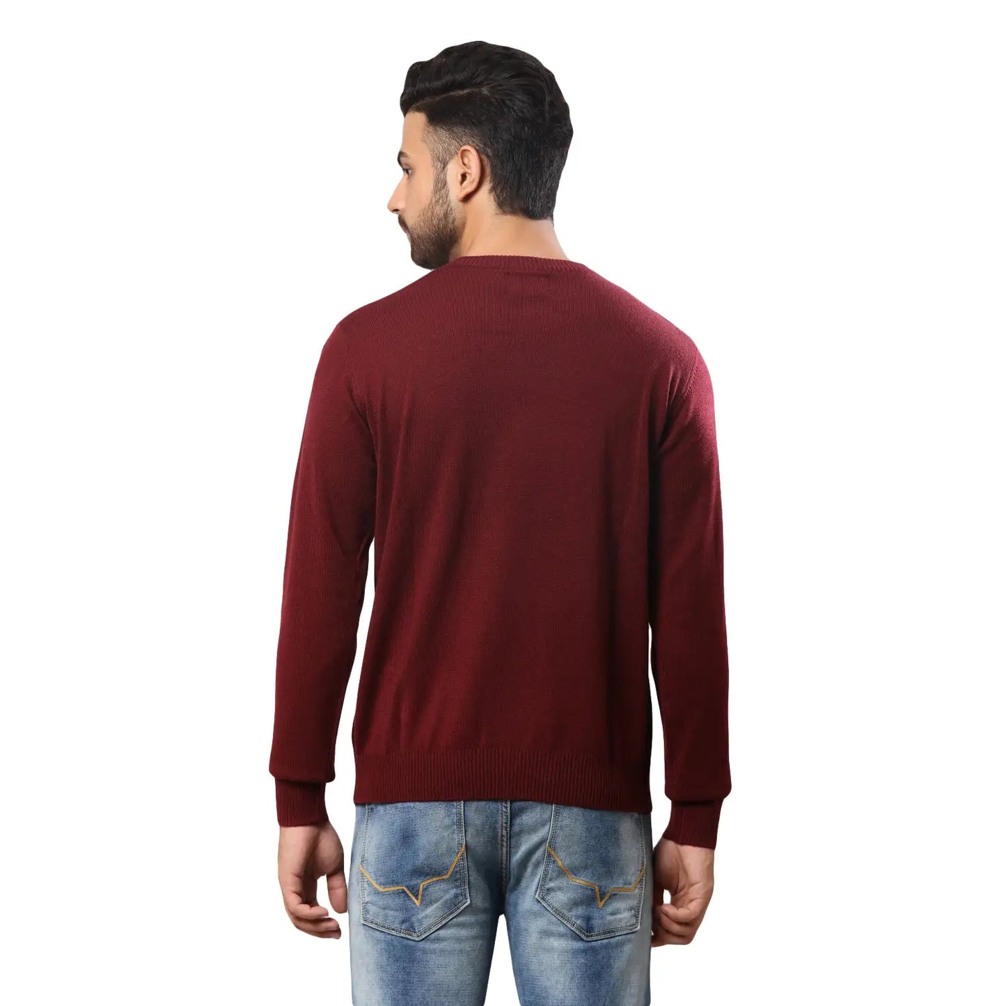 Men Regular Fit Blue Sweater