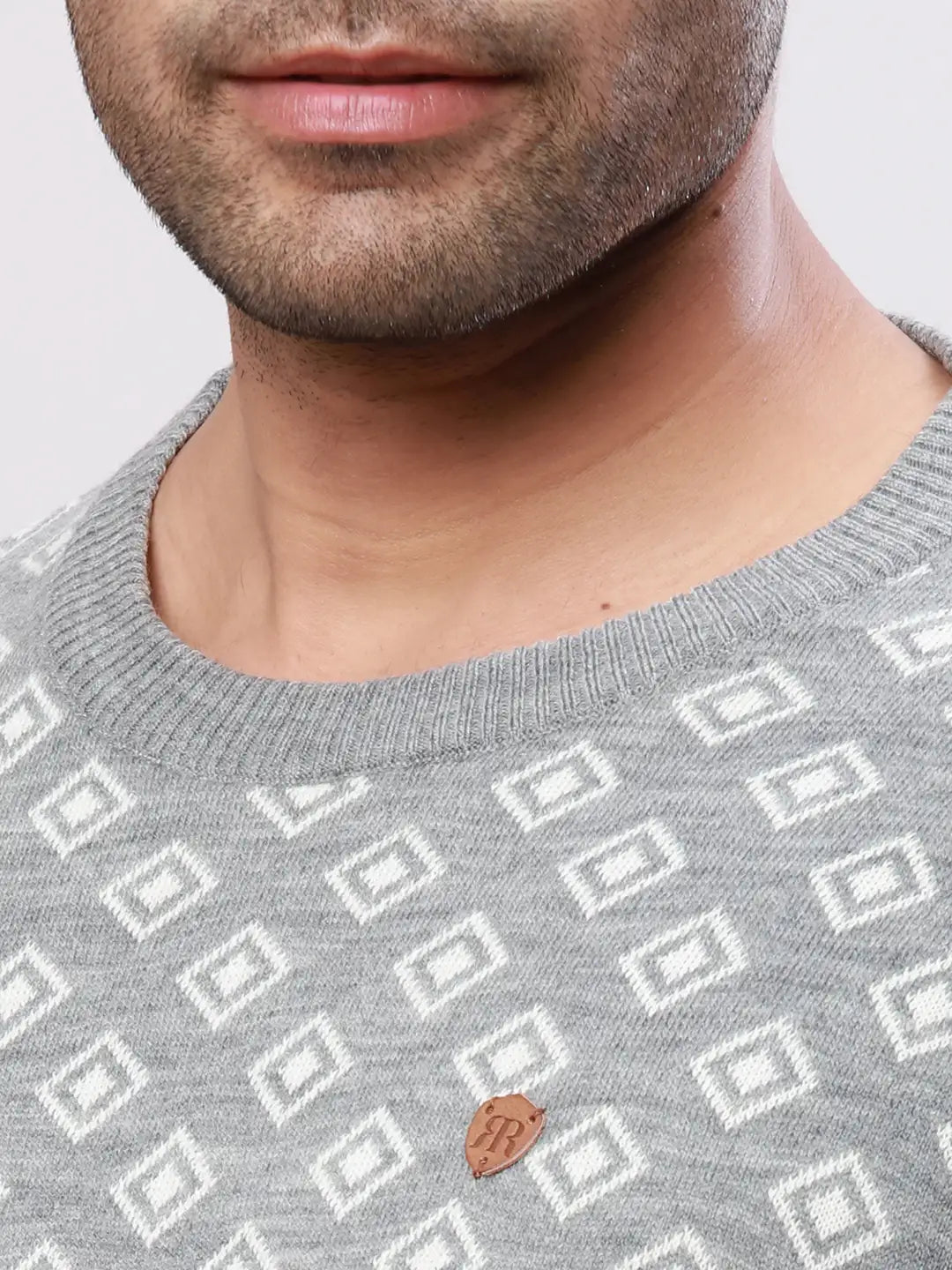 Raymond Men Blue Jacquard Acrylic Blend Sweaters