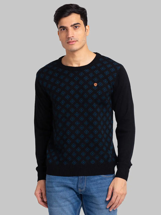 Raymond Men Yellow Stripe Acrylic Blend Sweaters