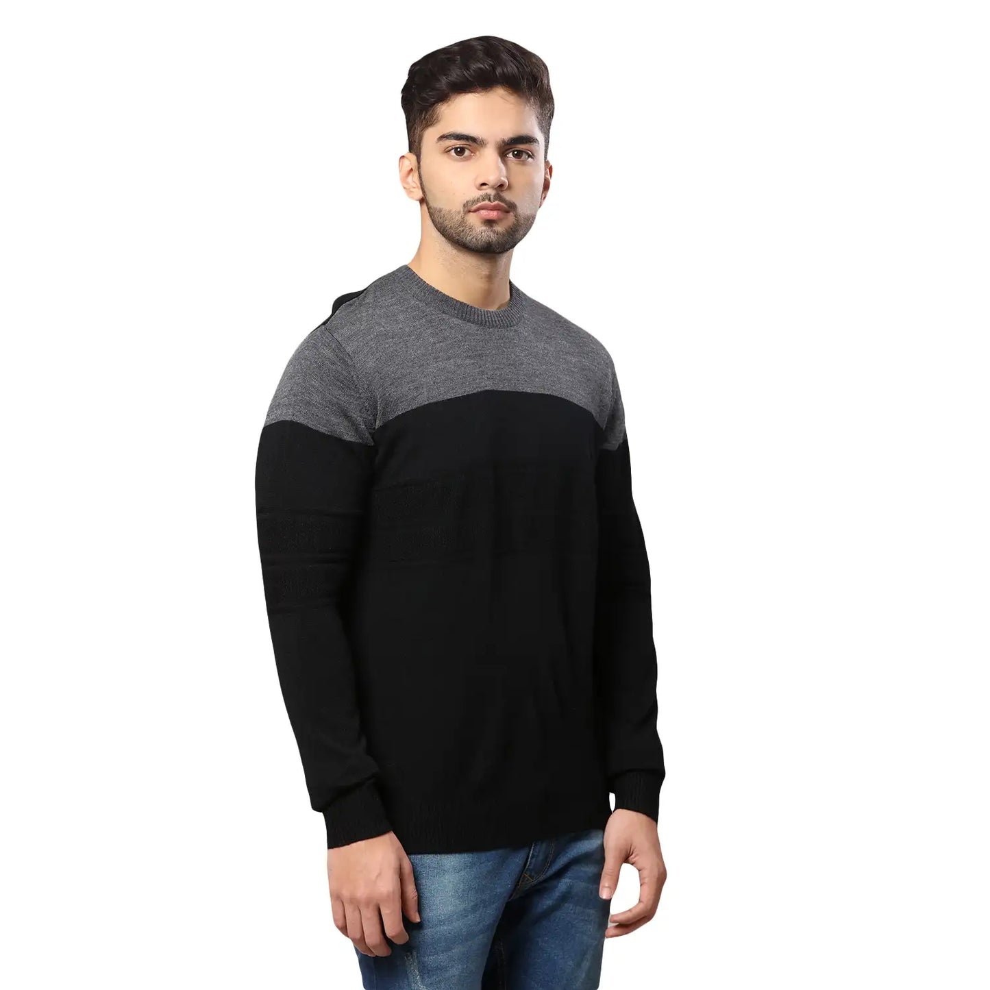 Men Regular Fit Green Sweater