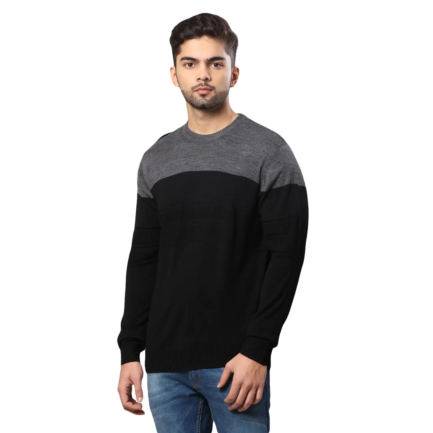 Men Regular Fit Green Sweater