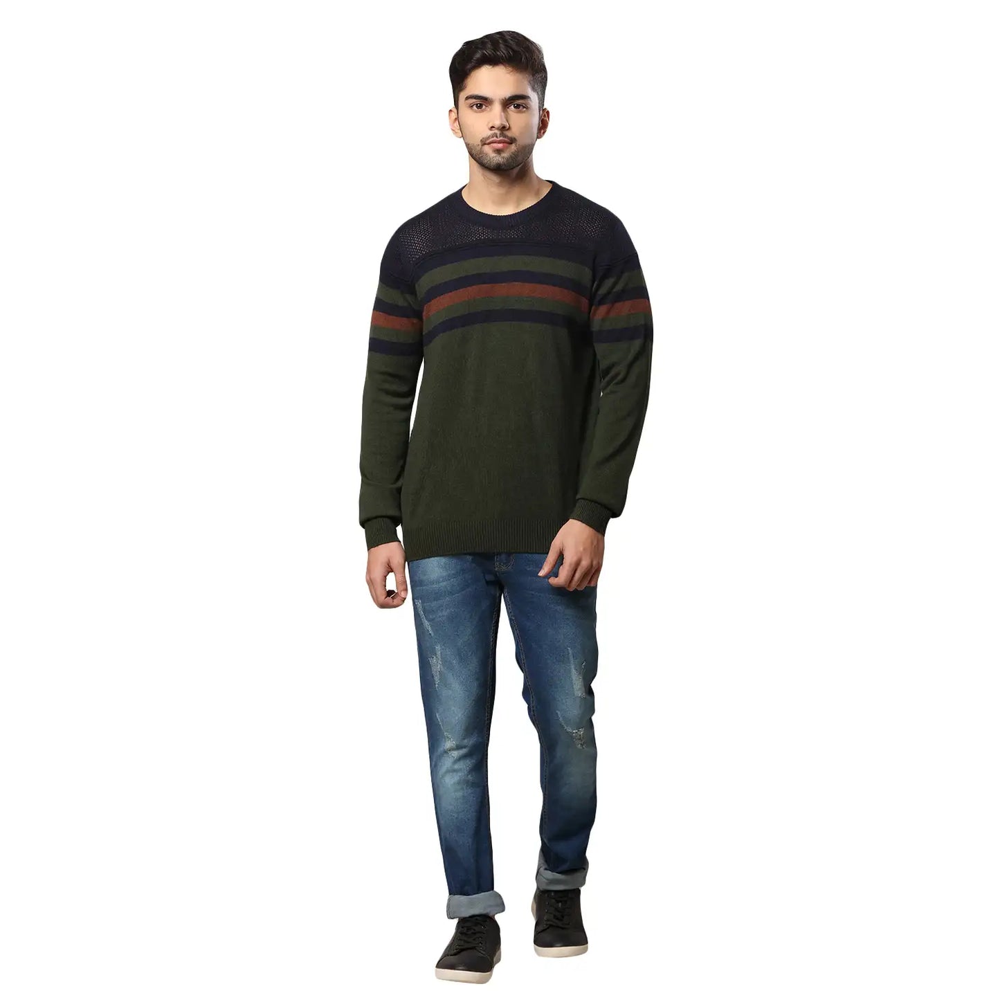 Men Regular Fit Black Sweater