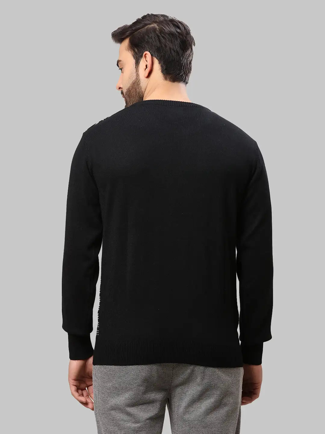 Raymond Men Grey Jacquard Acrylic Blend Winter Wear