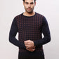 Raymond Men Blue Jacquard Acrylic Blend Sweaters