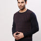 Raymond Men Blue Jacquard Acrylic Blend Sweaters