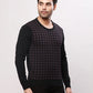 Raymond Men Black Stripe Acrlic Blend Round Neck Sweaters
