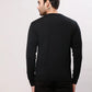 Raymond Men Black Stripe Acrlic Blend Round Neck Sweaters
