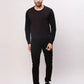 Raymond Men Black Stripe Acrlic Blend Round Neck Sweaters