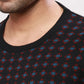 Raymond Men Black Stripe Acrlic Blend Round Neck Sweaters