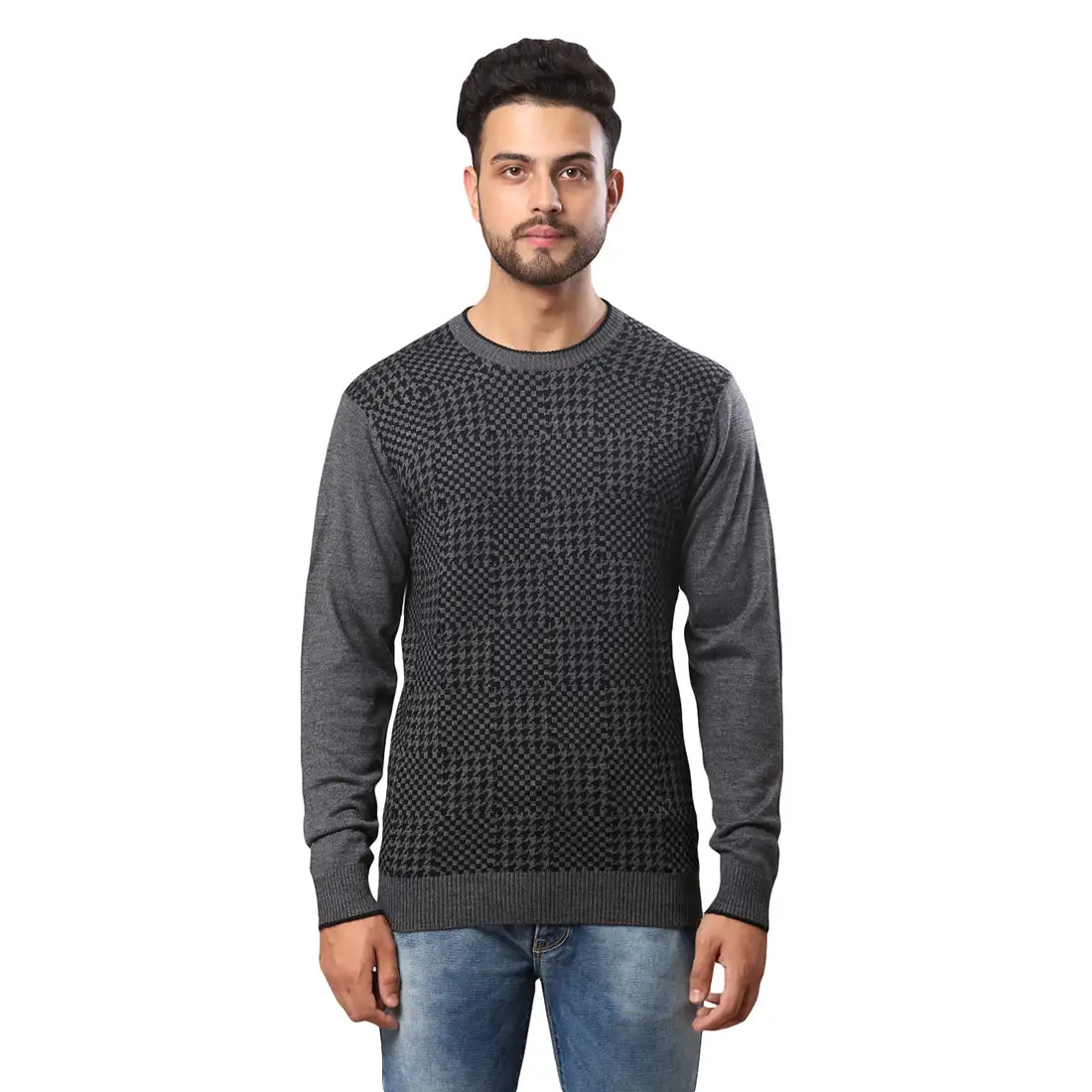 Raymond Men White Structure Cable Acrylic Blend Winter Wear