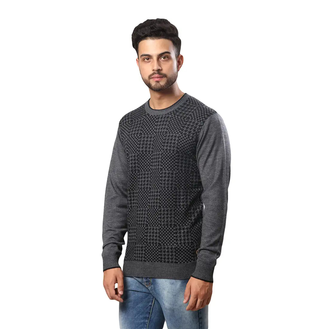 Raymond Men White Structure Cable Acrylic Blend Winter Wear