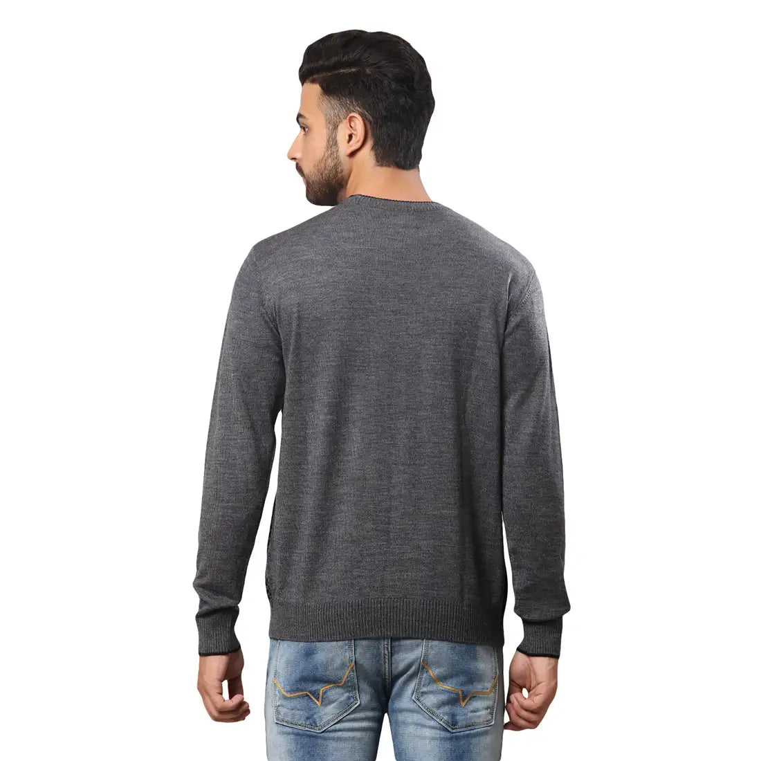 Raymond Men White Structure Cable Acrylic Blend Winter Wear