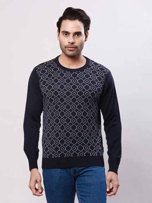 Raymond Men Black Jacquard Acrylic Blend Sweaters