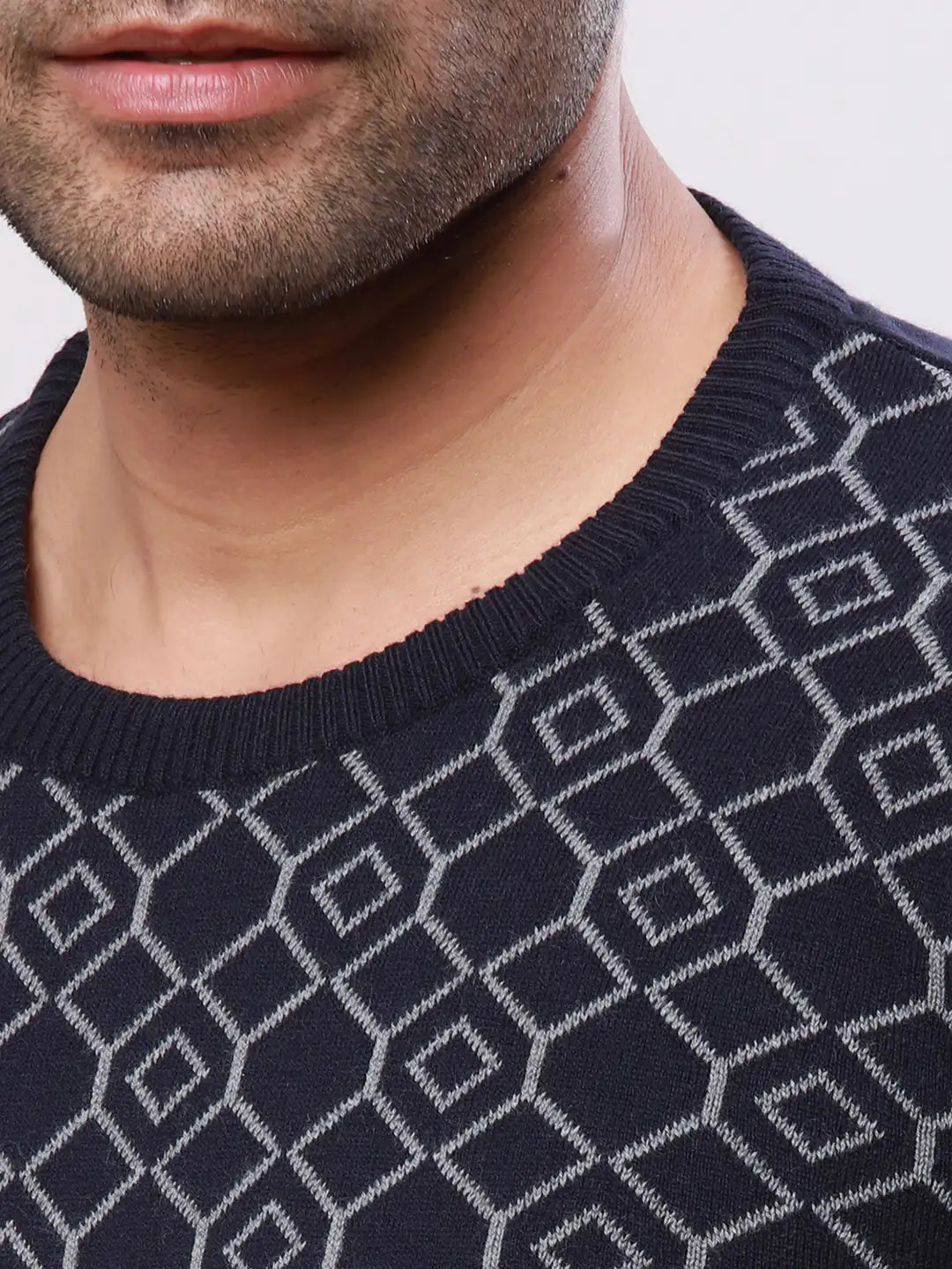 Raymond Men Black Jacquard Acrylic Blend Sweaters