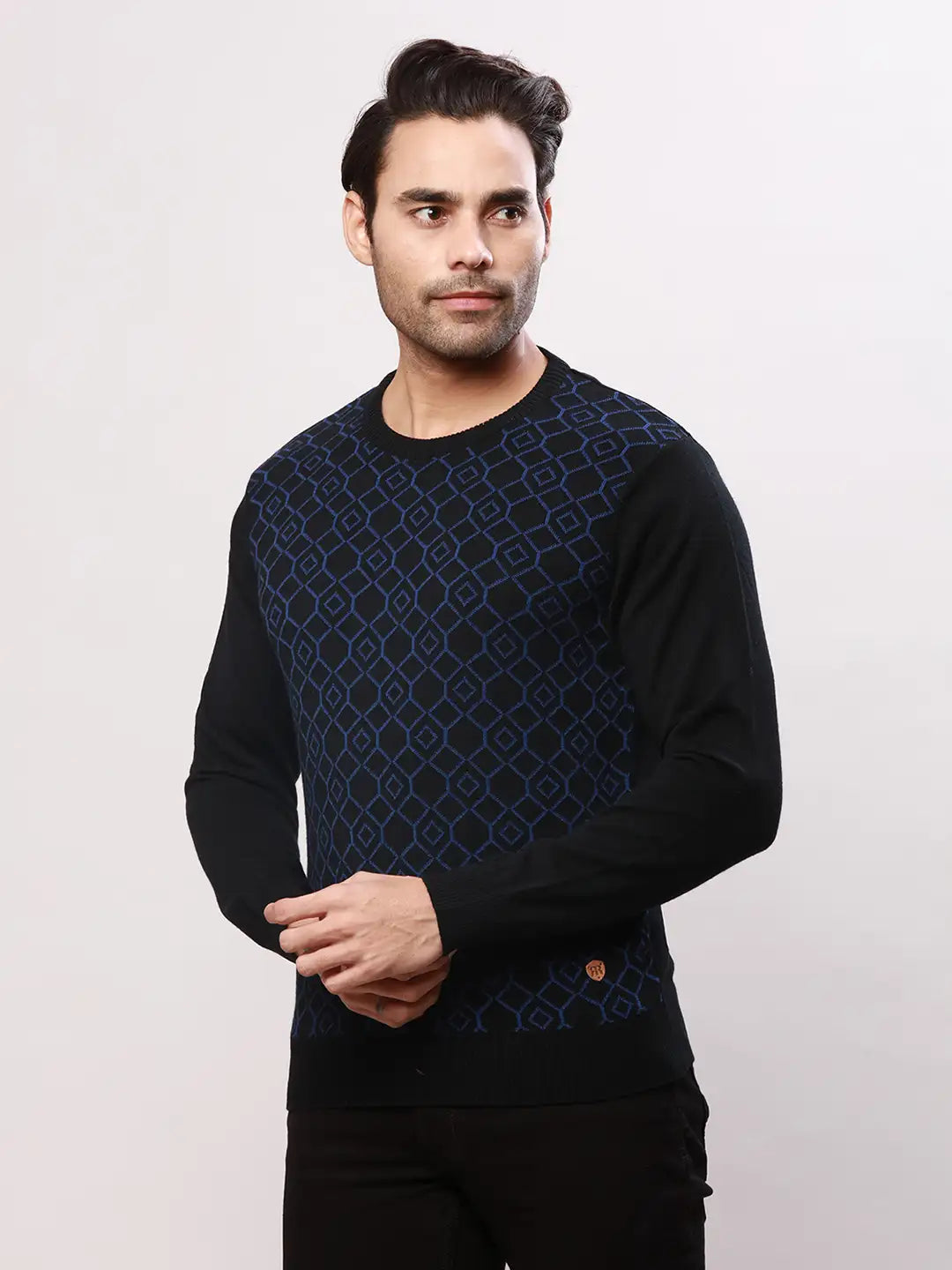 Raymond Men Black Argyle Acrylic Blend Sweaters