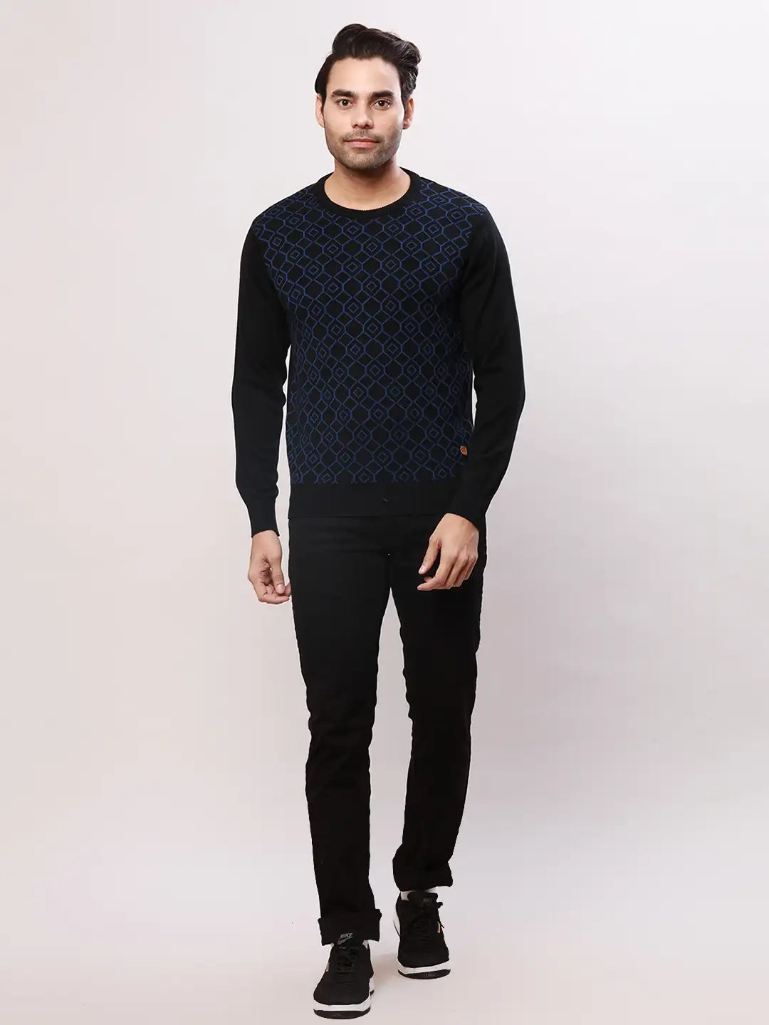 Raymond Men Black Argyle Acrylic Blend Sweaters