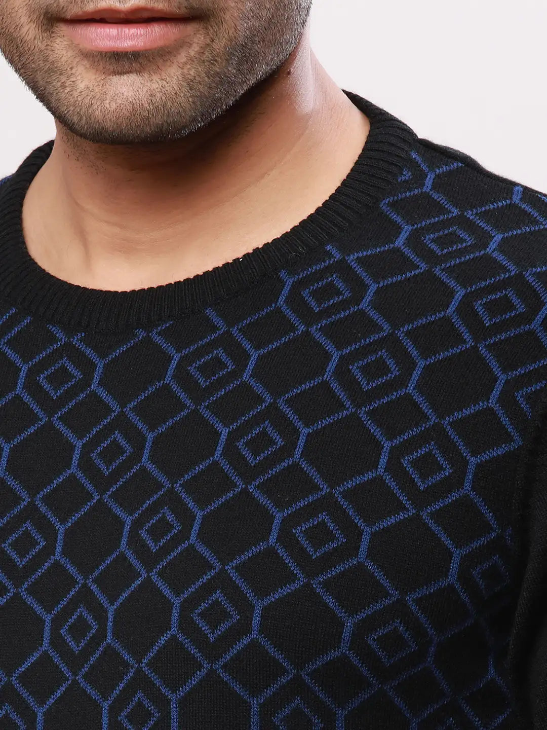 Raymond Men Black Argyle Acrylic Blend Sweaters