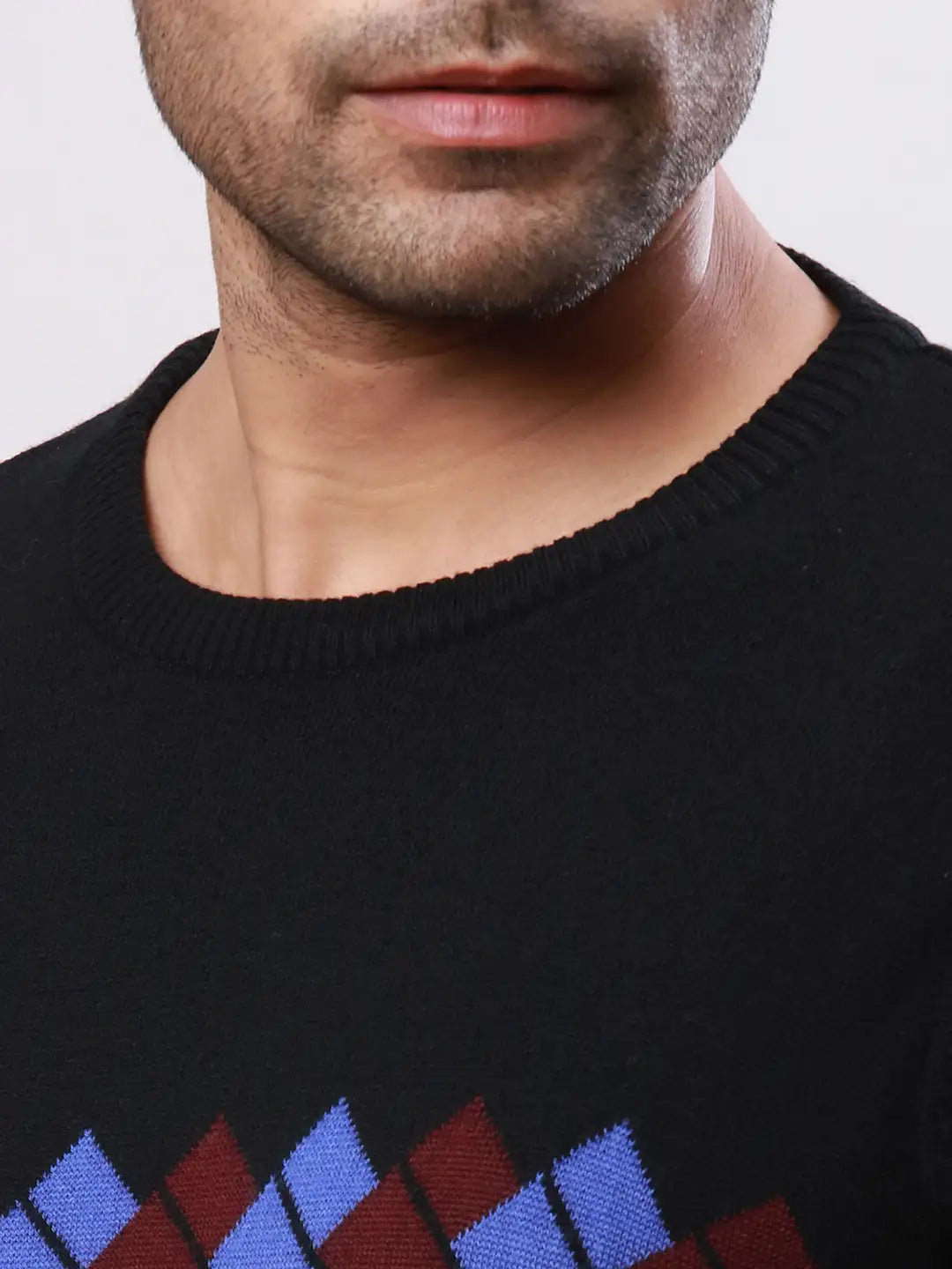 Raymond Men White Argyle Acrylic Blend Sweaters