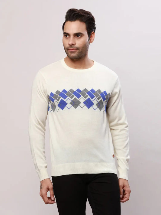 Raymond Men Grey Argyle Acrylic Blend Sweaters