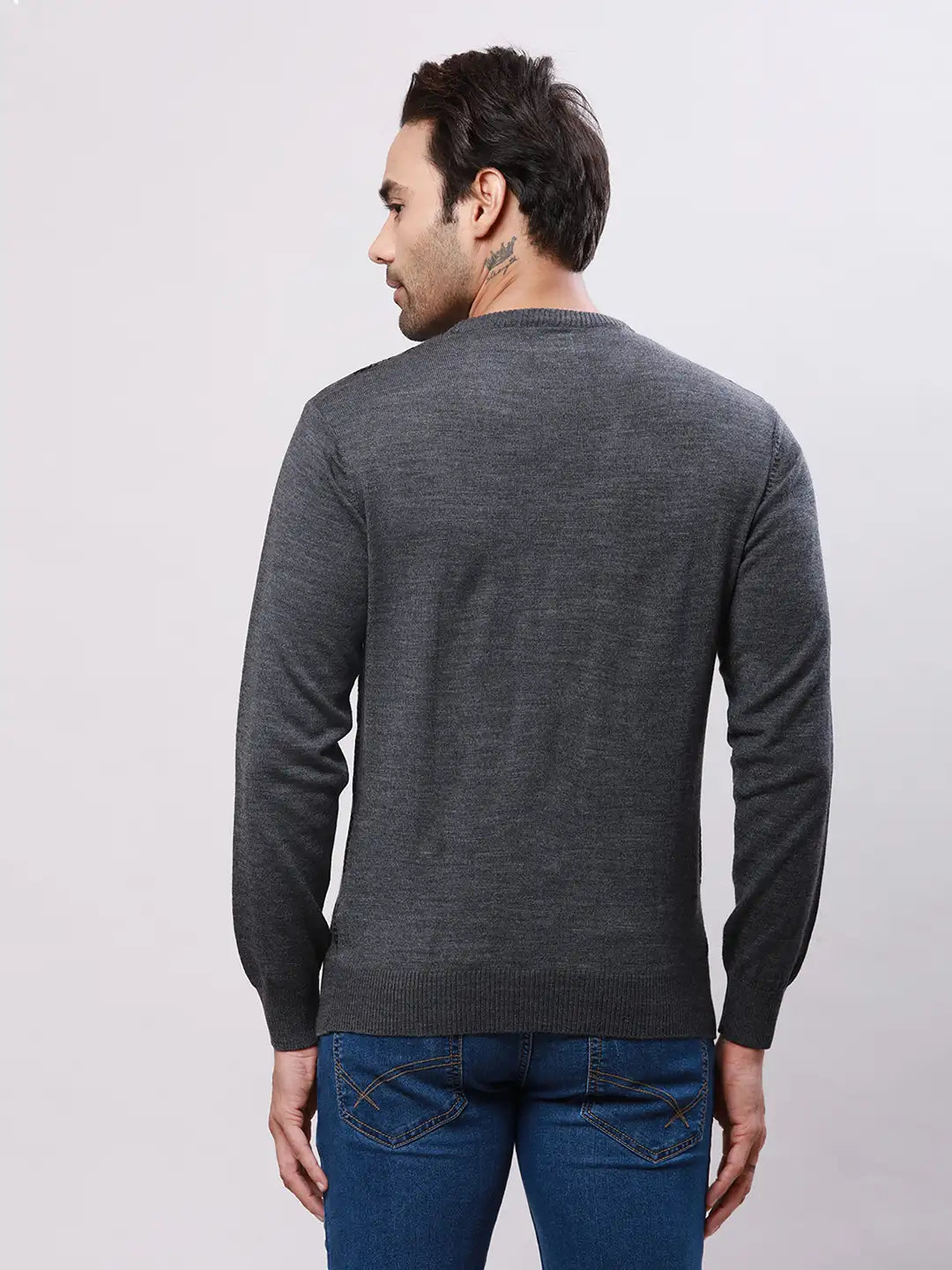 Raymond Men Blue Jacquard Acrylic Blend Sweaters