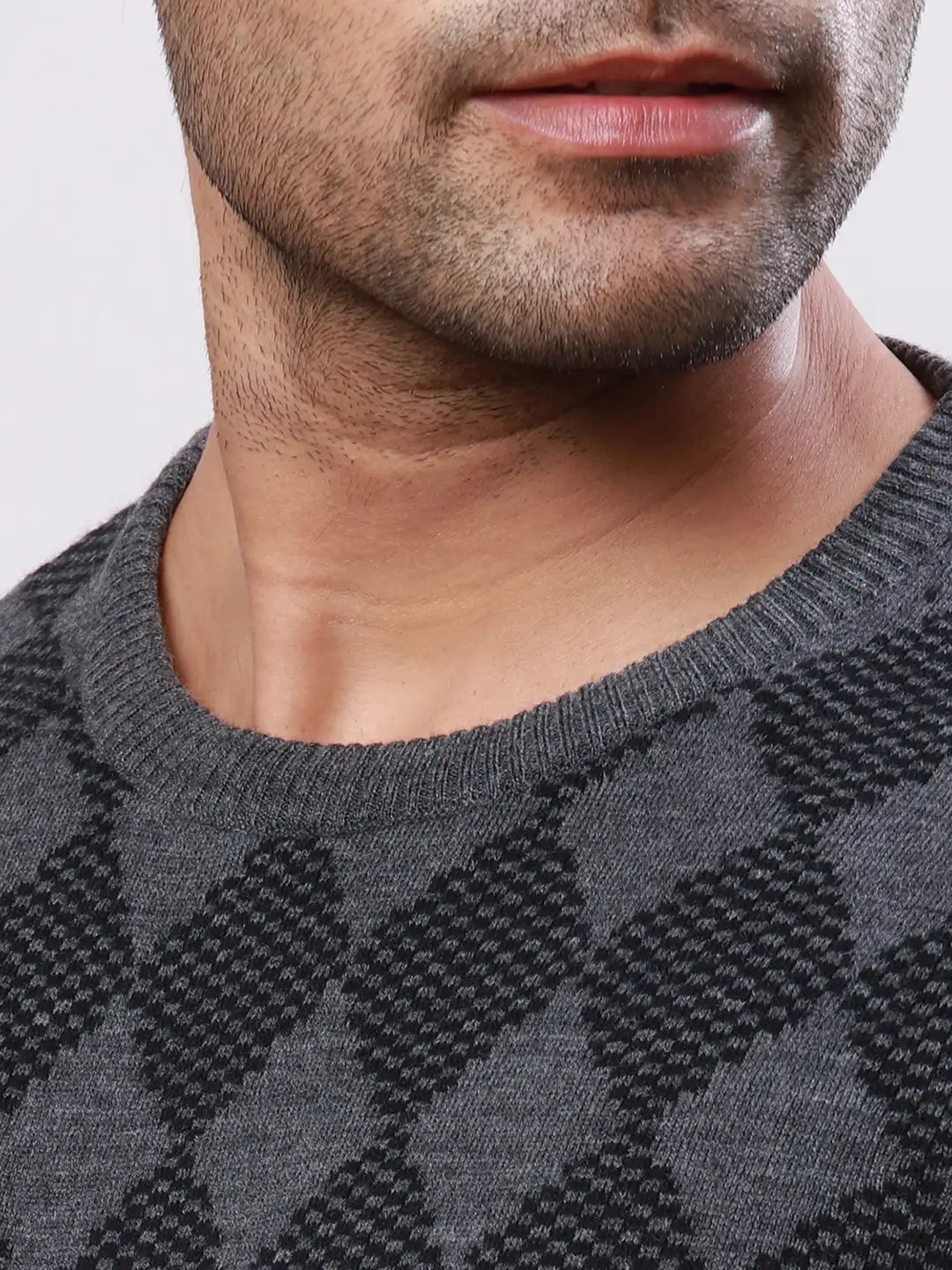 Raymond Men Blue Jacquard Acrylic Blend Sweaters