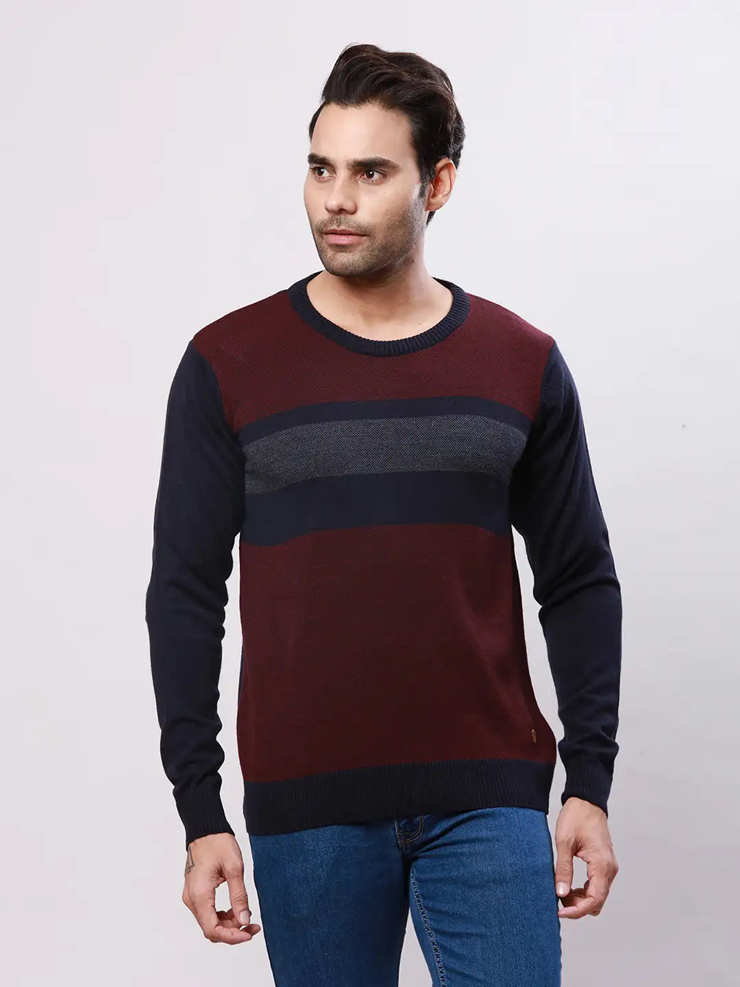 Raymond Men Black Jacquard Acrylic Blend Sweaters