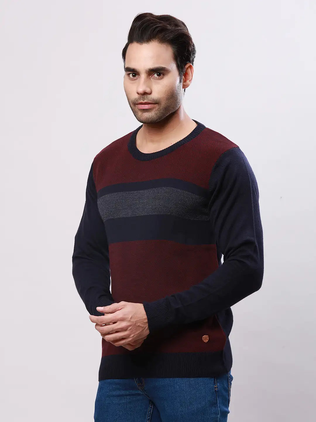 Raymond Men Black Jacquard Acrylic Blend Sweaters