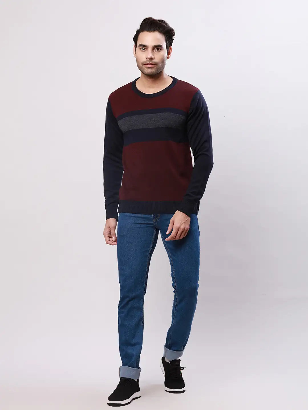 Raymond Men Black Jacquard Acrylic Blend Sweaters