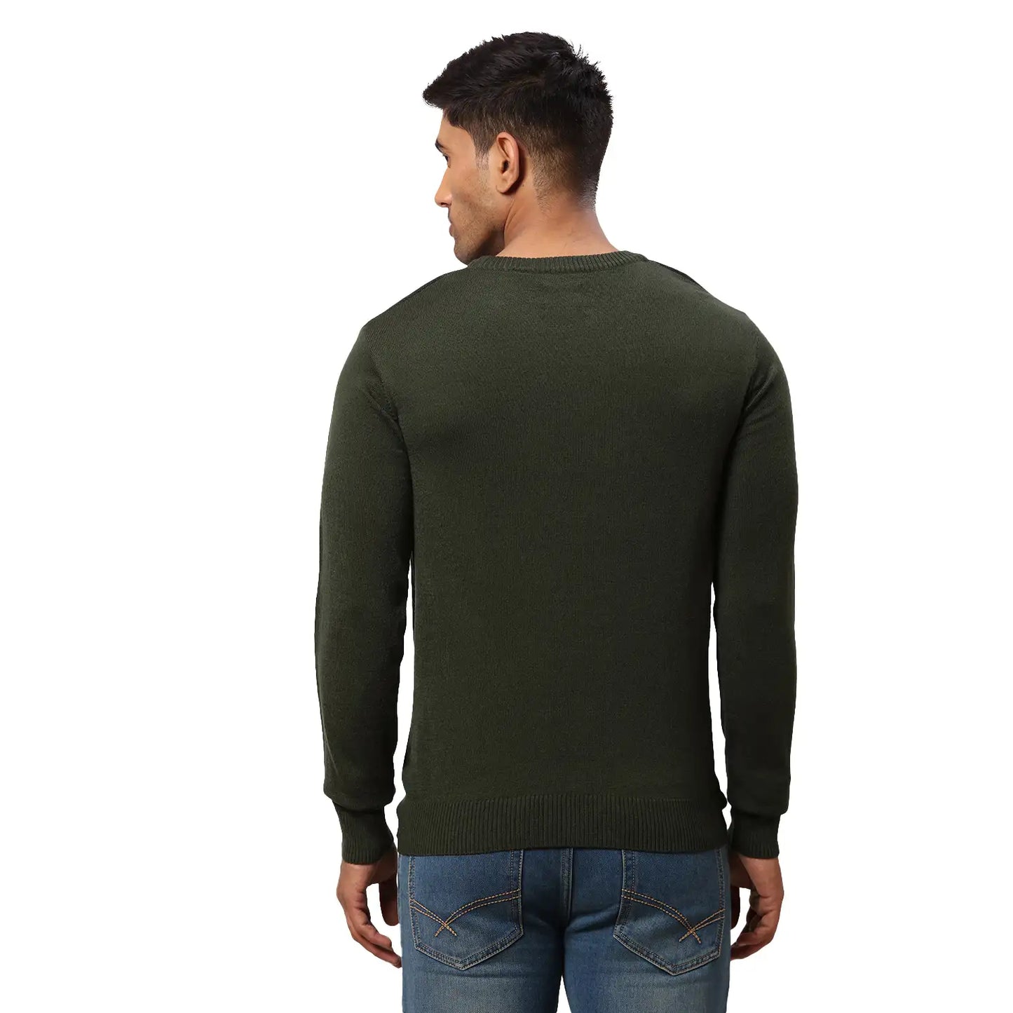 Men Regular Fit Blue Sweater