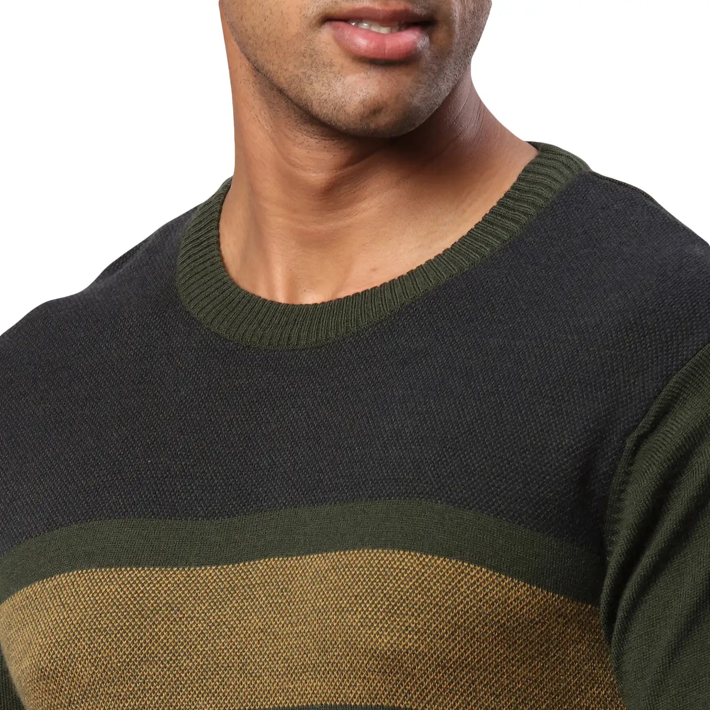 Men Regular Fit Blue Sweater