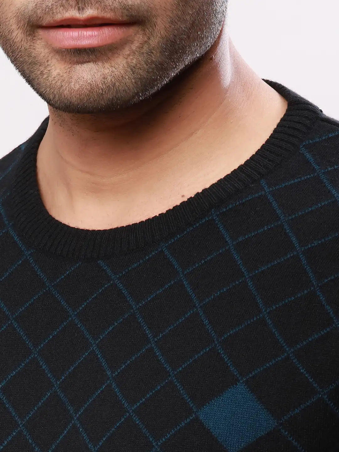Raymond Men Blue Argyle Acrylic Blend Sweaters