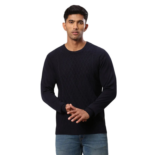 Men Regular Fit Black Sweater